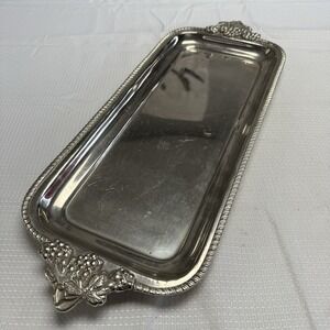 Vintage Butler Vanity Tray Grapes Leaf Handles 21x8 Bella Lux Sliver Colored